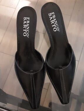 Franco Sarto Black Pointed Slip-On Mules